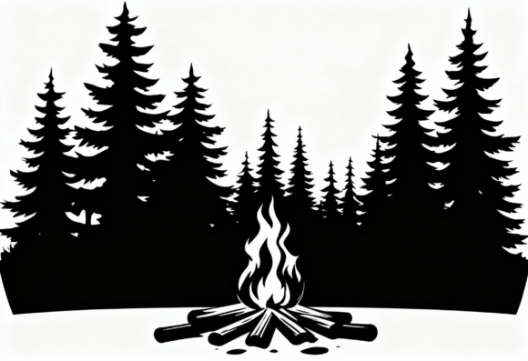 Download Campfire Silhouette Trees SVG Design - Campfire Collection