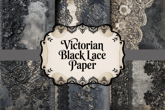 Download Victorian Black Lace Paper - Black Collection