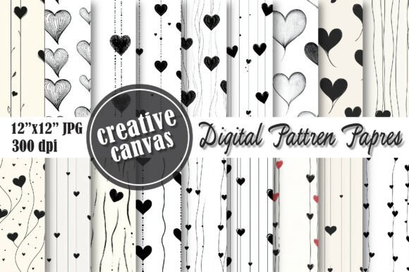 Download Black and White Heart Seamless Pattern - Black Collection